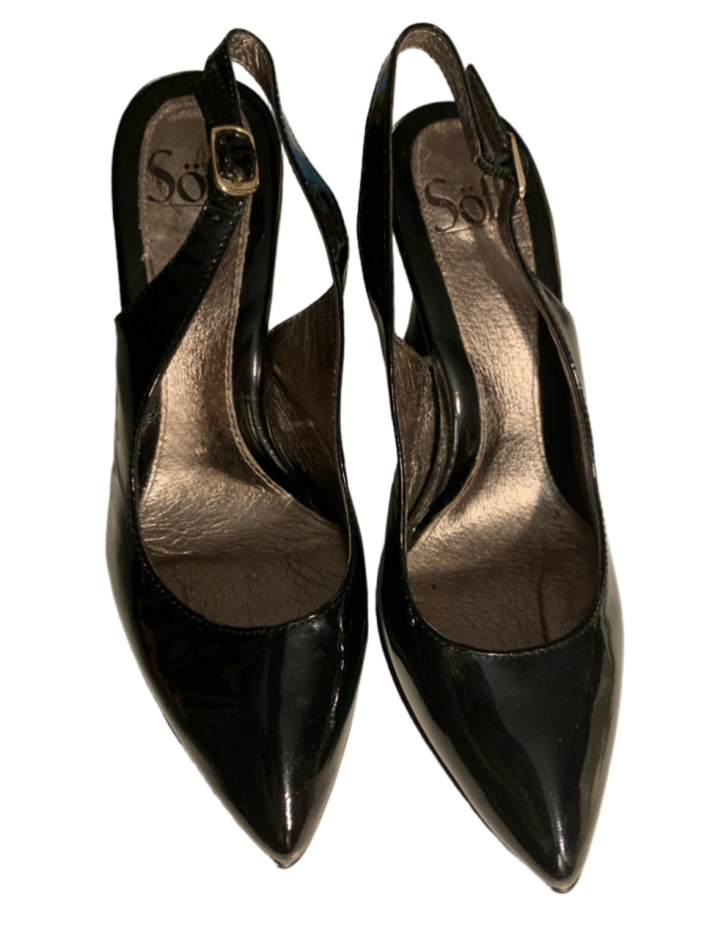 Women's Söfft Black Patent Leather Slingback Heels 6.5